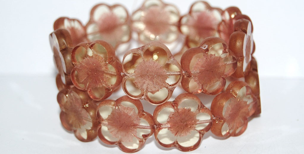 Table Cut Flower Beads Hibiscus, 21 Transparent Yellow 14495M (21 80100 14495M), Glass, Czech Republic
