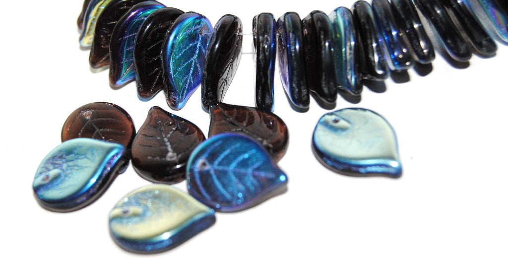 Leaf Pressed Glass Beads, Transparent Amethyst Ab (20080 Ab), Glass, Czech Republic