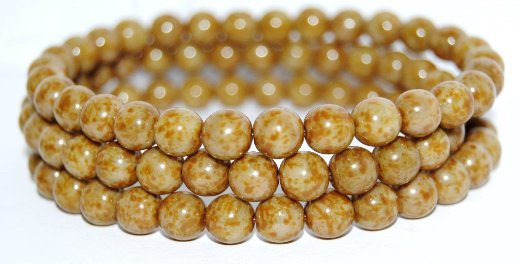 Round Pressed Glass Beads Druck, Opaque Gray Travertin (43000 86800), Glass, Czech Republic