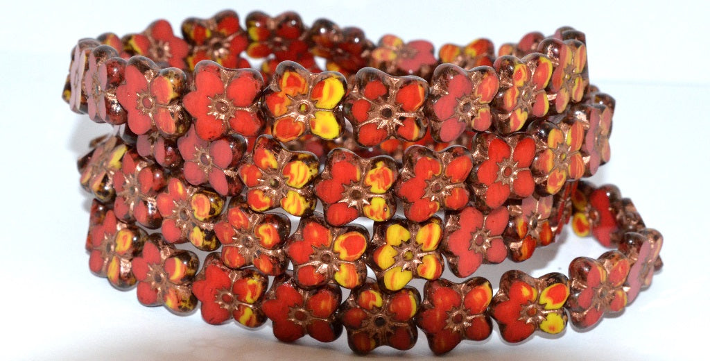 Table Cut Flower Beads Linum, 93198312 Bronze (93198312 14415), Glass, Czech Republic
