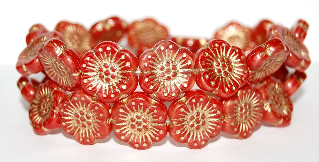 Flower Pressed Glass Beads, (96020 54202), Glass, Czech Republic