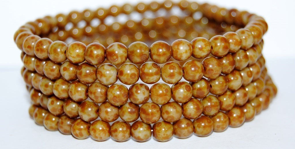 Round Pressed Glass Beads Druck, Opaque Gray Travertin (43020 86800), Glass, Czech Republic