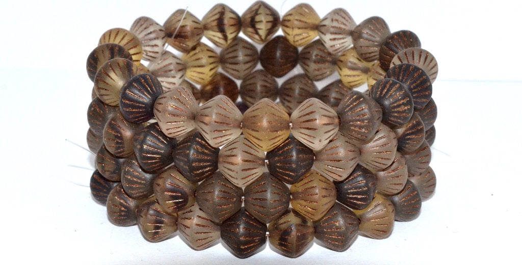 Lantern Bicone Pressed Glass Beads, Topaz Mixed Colors 46415 Matte (Topaz Mix 46415 M), Glass, Czech Republic