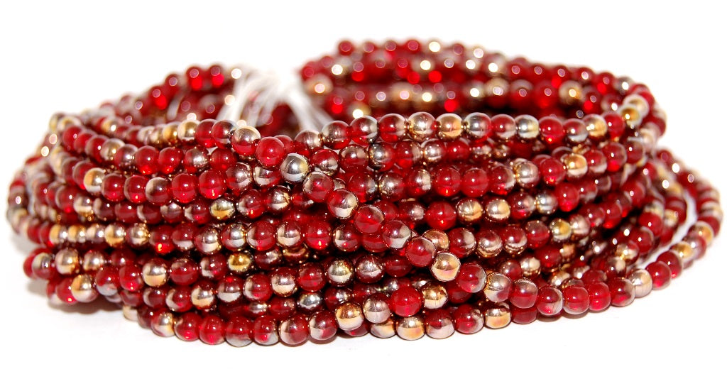 Round Pressed Glass Beads Druck, Transparent Orange 27101 (90040 27101), Glass, Czech Republic