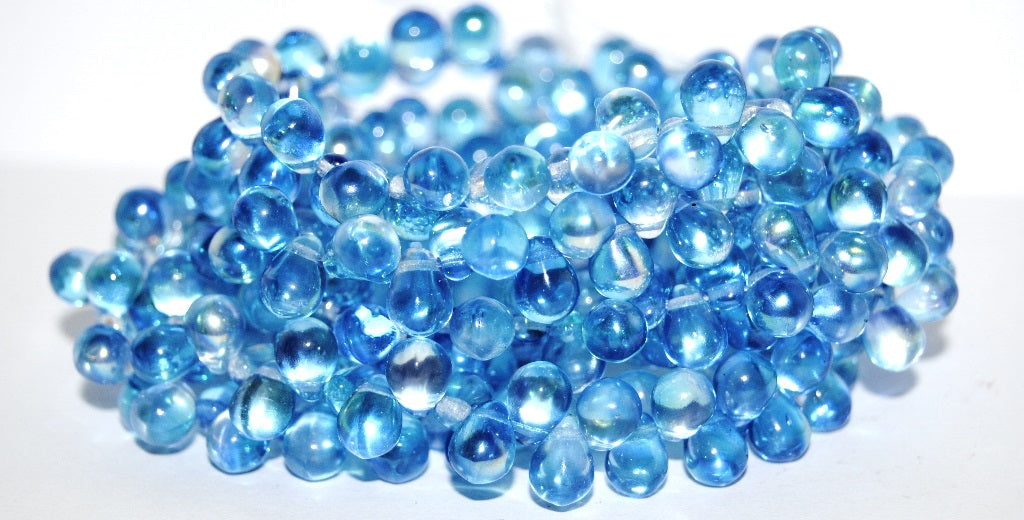 Pear Drop Pressed Glass Beads, Crystal 48112 (30 48112), Glass, Czech Republic