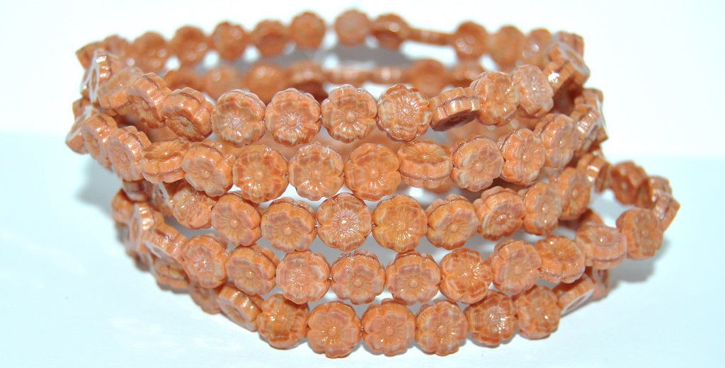 Table Cut Round Beads Hawaii Flowers, Xxxxx Hematite (Xxxxx 14400), Glass, Czech Republic