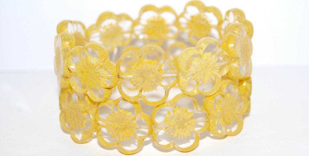 Table Cut Flower Beads Hibiscus, (21 43602 Lava Glass), Glass, Czech Republic