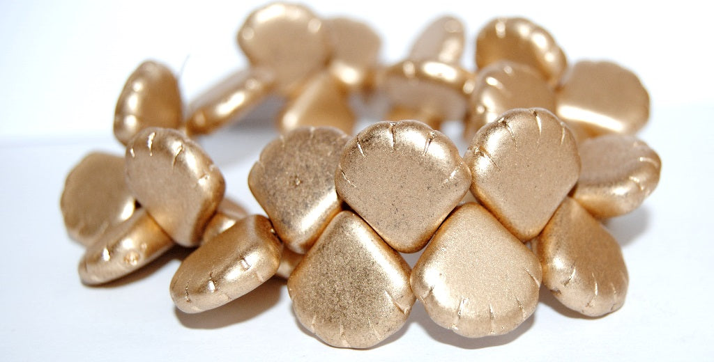Scallop Seashell Pressed Glass Beads, Gold Colored (1710), Glass, Czech Republic