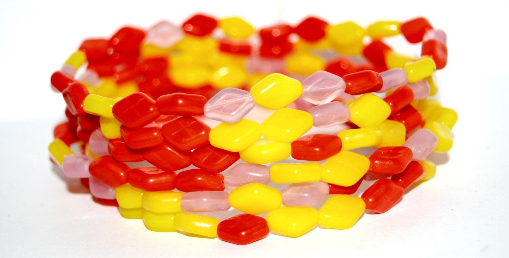 Rhombus Pressed Glass Beads, Color Mixed Colors 2 (Color Mix 2), Glass, Czech Republic