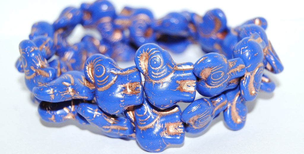 Elephant Animal Pressed Glass Beads, Opaque Blue 54200 (33050 54200), Glass, Czech Republic