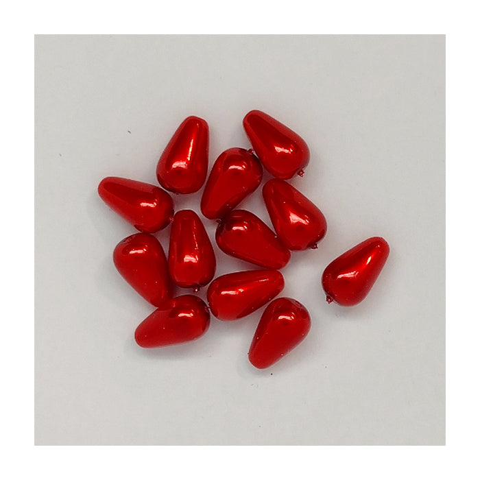 Imitation pearl glass beads drop Red Glass Czech Republic
