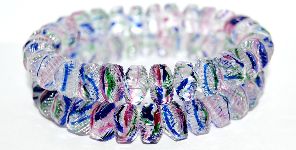 Faceted Cathedral Fire Polished Glass Beads, 8006 (8006), Glass, Czech Republic