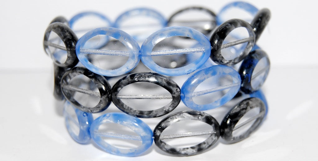 Table Cut Oval Beads Roach, Lava Glass Mixed Colors Bb (Lava Glass Mix Bb), Glass, Czech Republic