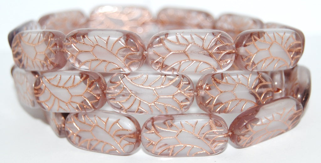 Rectangle With Ornament Pressed Glass Beads, (6208 54200), Glass, Czech Republic