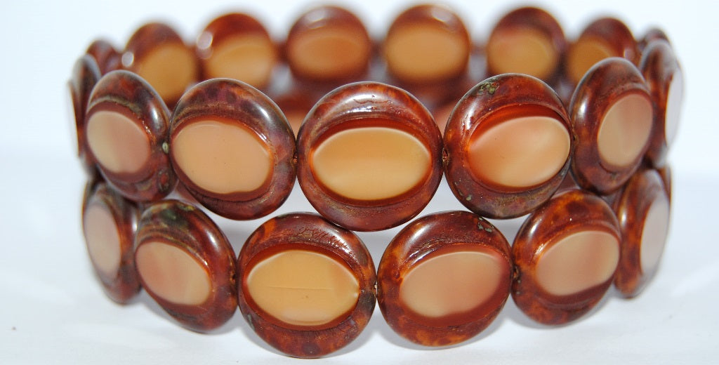 Table Cut Round Beads Eskooko, 17713 Travertin (17713 86800), Glass, Czech Republic