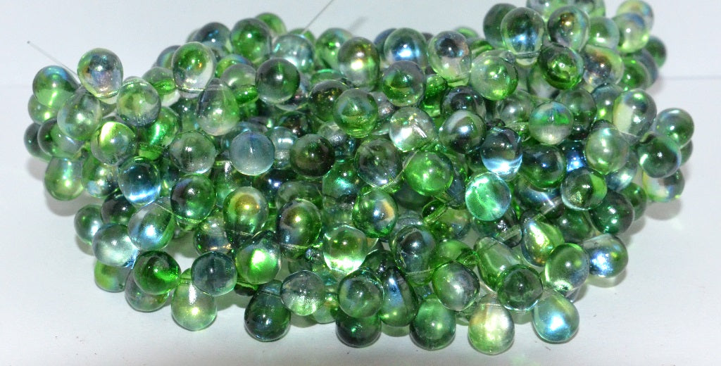 Pear Drop Pressed Glass Beads, Crystal 48118 (30 48118), Glass, Czech Republic
