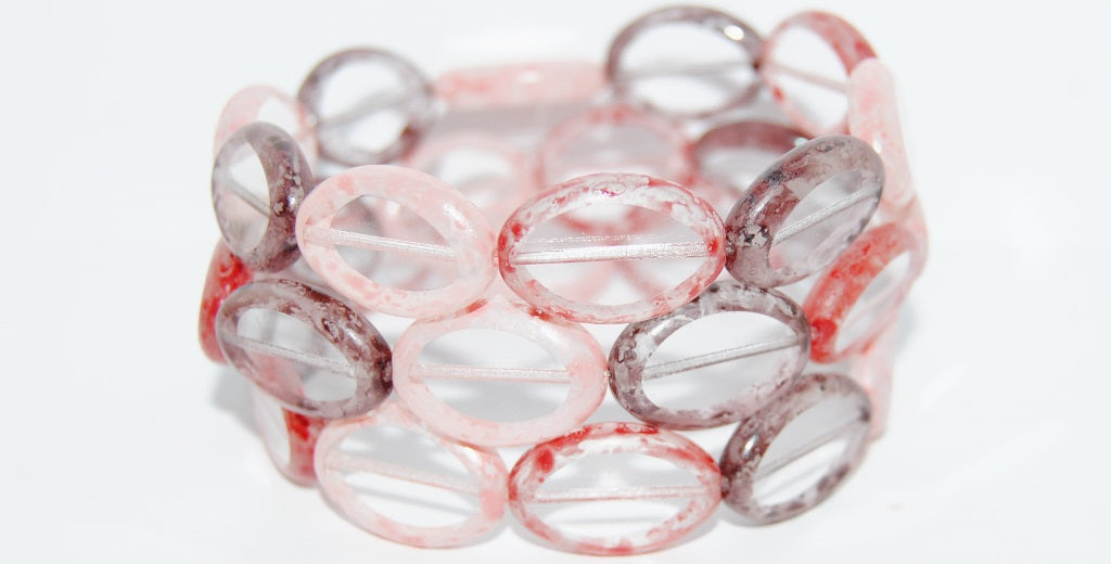 Table Cut Oval Beads Roach, Mixed Colors Silver Lined Crystal (Mix 1), Glass, Czech Republic