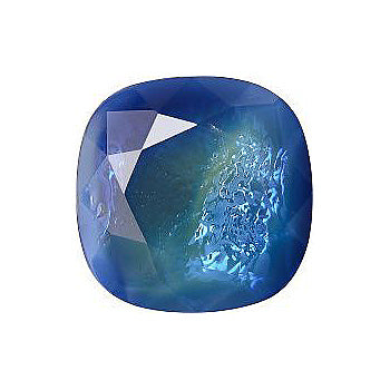 Rounded Square Faceted Pointed Back (Doublets) Crystal Glass Stone, Aqua Blue 11 Mexico Opals (16618), Czech Republic