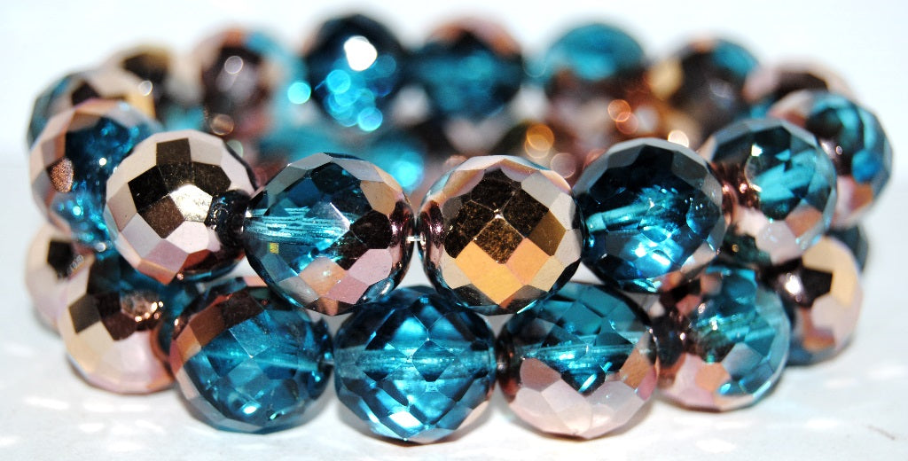 Fire Polished Round Faceted Beads, Transparent Aqua 27101 (60020 27101), Glass, Czech Republic