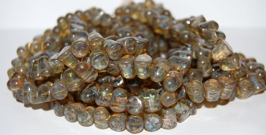 Shaped Stone Like Pressed Glass Beads, Transparent Blue 43400 (30010 43400), Glass, Czech Republic