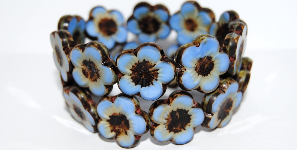 Table Cut Flower Beads Hibiscus, 21 37114 Travertin (21 37114 86800), Glass, Czech Republic