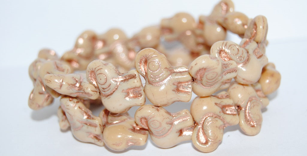 Elephant Animal Pressed Glass Beads, Beige 54200 (13020 54200), Glass, Czech Republic