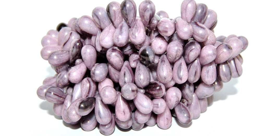 Pear Drop Pressed Glass Beads, 24020300 Hematite (24020300 14400), Glass, Czech Republic