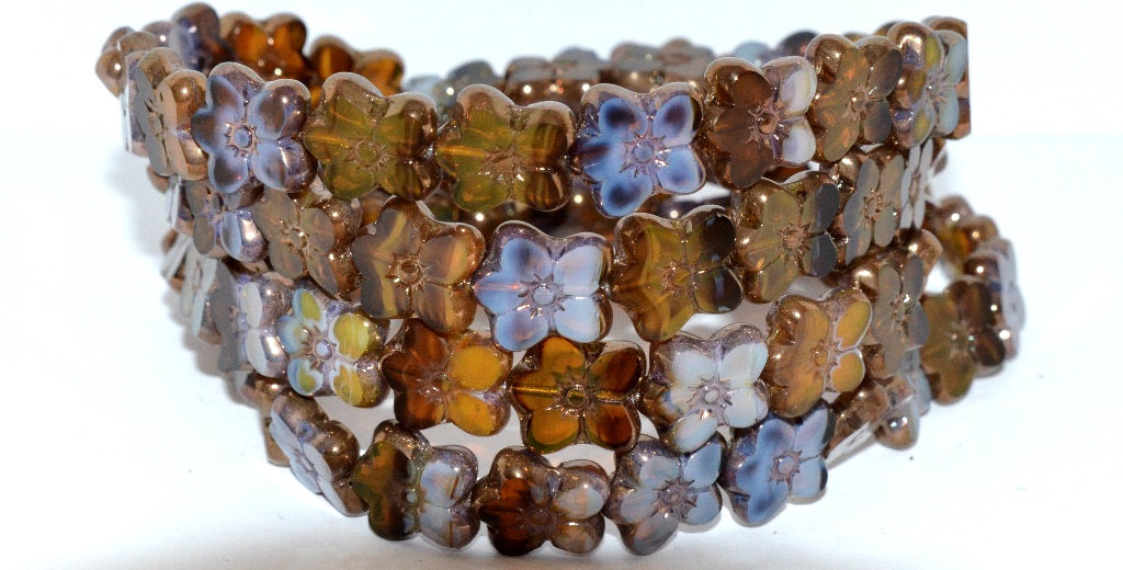 Table Cut Flower Beads Linum, 110001301 Bronze (110001301 14415), Glass, Czech Republic