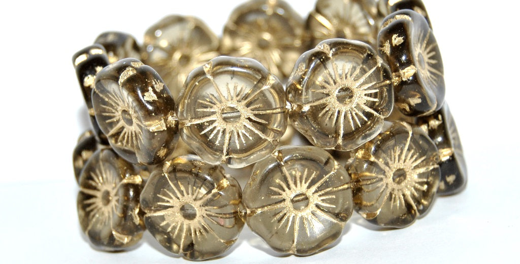 Hawaii Flower Pressed Glass Beads, (40020 54202), Glass, Czech Republic