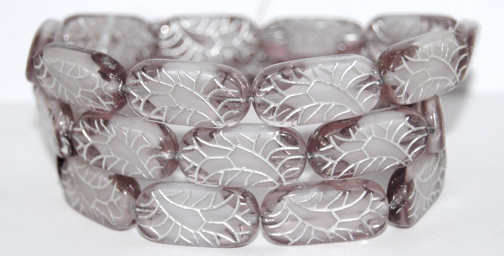 Rectangle With Ornament Pressed Glass Beads, (6208 54201), Glass, Czech Republic