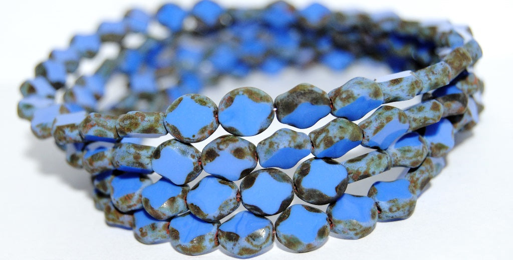 Table Cut Oval Beads, Opaque Blue 86801 (33040 86801), Glass, Czech Republic