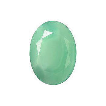 Oval Faceted Pointed Back (Doublets) Crystal Glass Stone, Light Green 2 Pearl Colours (05400), Czech Republic