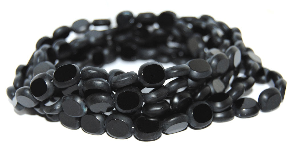 Table Cut Round Candy Beads, Black (23980), Glass, Czech Republic