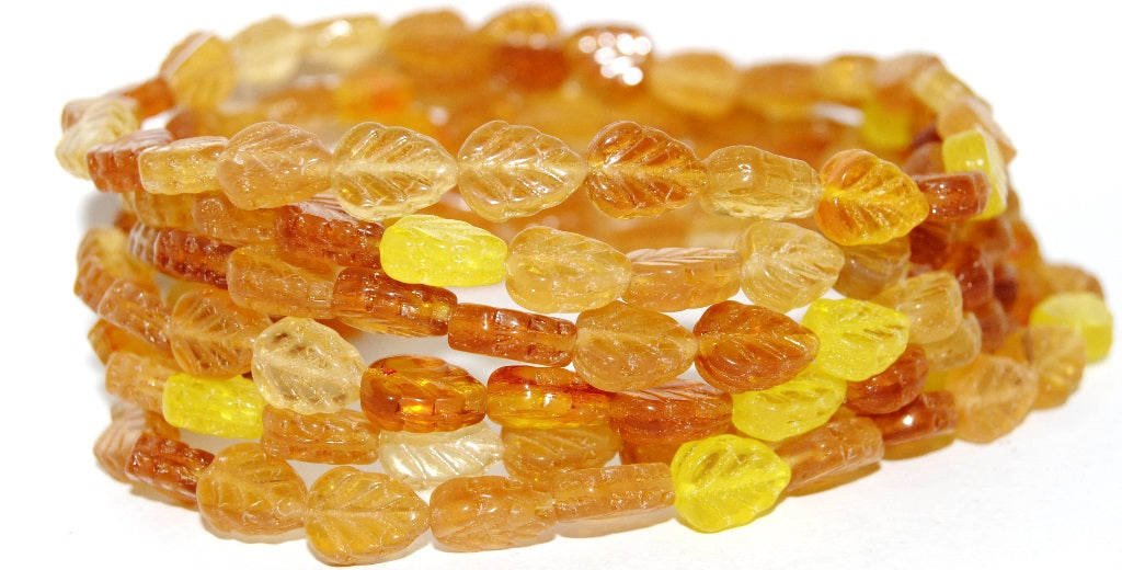 Lilac Leaf Pressed Glass Beads, Brown Silver Lined Crystal (Brown 1), Glass, Czech Republic