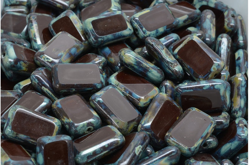Table Cut Rectangle Beads, 13510 Travertin (13510 86800), Glass, Czech Republic
