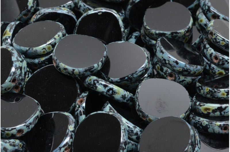 Table Cut 8 Edged Designed Beads, Black Stain Strong (23980 86805), Glass, Czech Republic