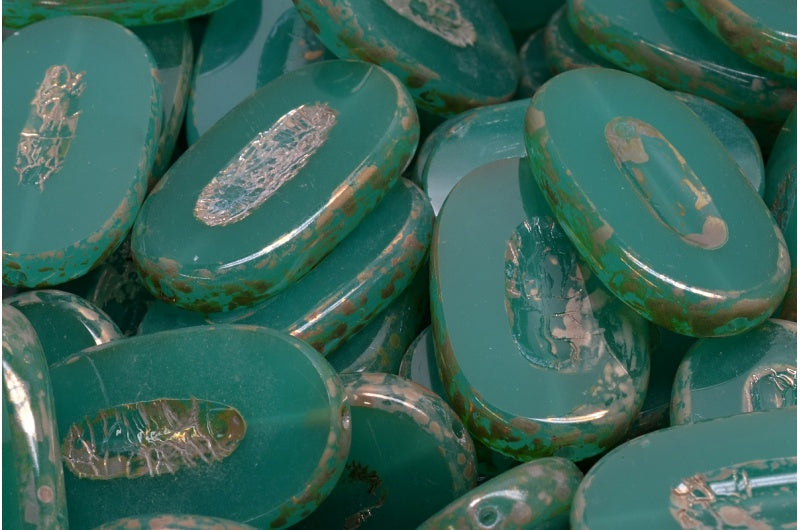 Table Cut Flat Oval Beads, (52020 43400), Glass, Czech Republic