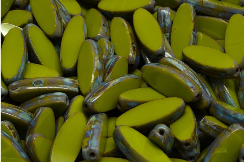 Table Cut Ship Flat Beads, Green Stain Strong (53420 86805), Glass, Czech Republic