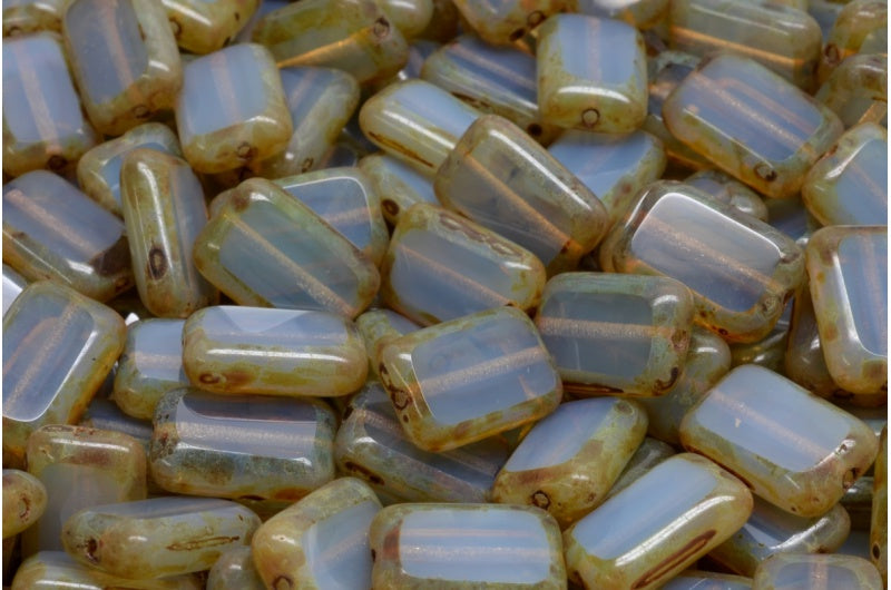 Table Cut Rectangle Beads, 2100X Travertin (2100X 86800), Glass, Czech Republic