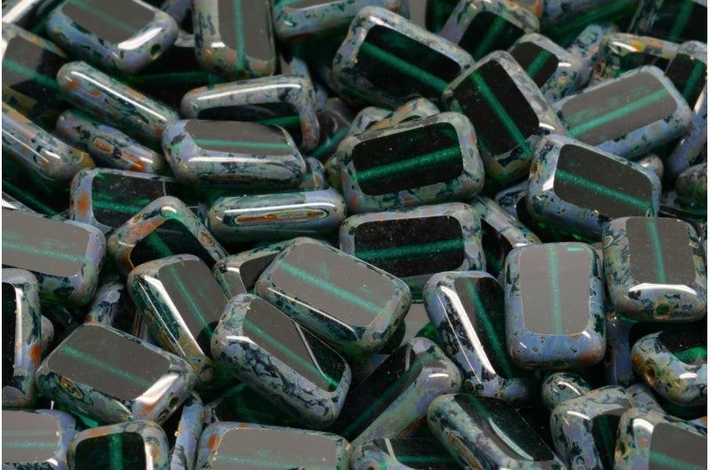 Table Cut Rectangle Beads, 50740 Travertin (50740 86800), Glass, Czech Republic