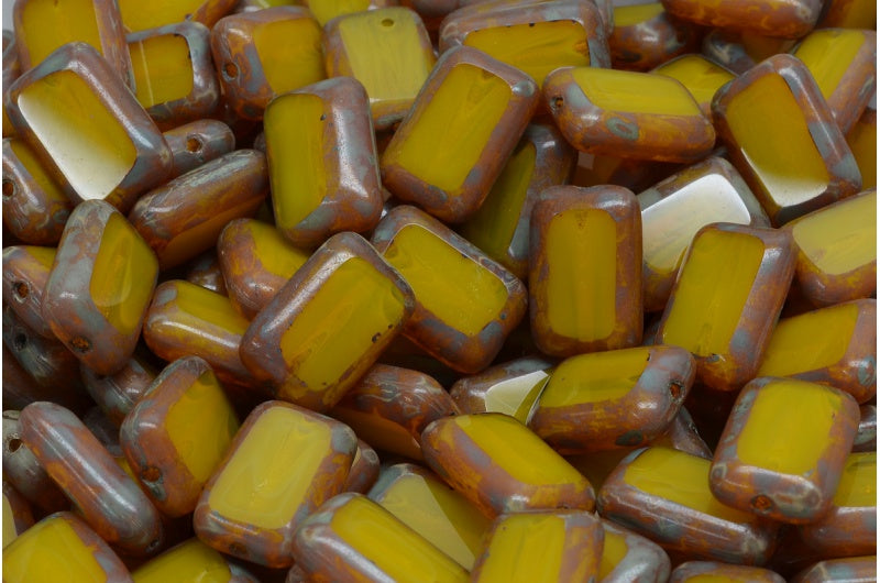 Table Cut Rectangle Beads, 81240 Travertin (81240 86800), Glass, Czech Republic
