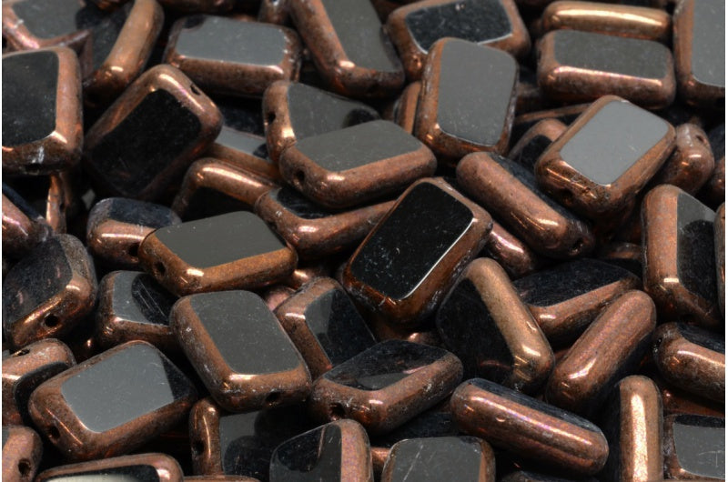 Table Cut Rectangle Beads, Black Bronze (23980 14415), Glass, Czech Republic