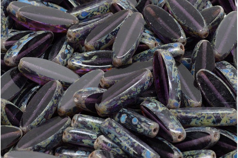 Table Cut Ship Flat Beads, Transparent Light Amethyst Travertin (20500 86800), Glass, Czech Republic