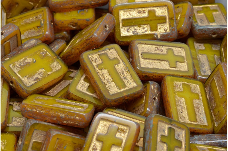 Table Cut Cross Beads, 81230 Travertin 54302 (81230 86800 54302), Glass, Czech Republic