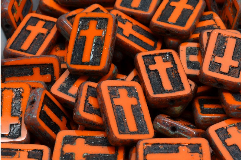Table Cut Cross Beads, Opaque Yellow Travertin 46441 (93120 86800 46441), Glass, Czech Republic
