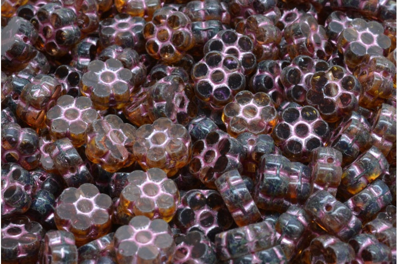 Table Cut Flower Beads 8, 26222 Travertin 54321 (26222 86800 54321), Glass, Czech Republic