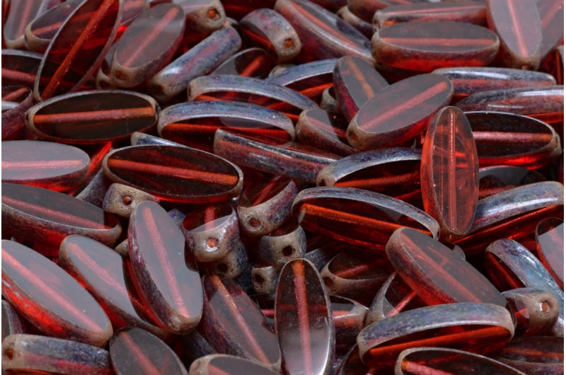 Table Cut Ship Flat Beads, Transparent Pink Travertin (70010 86800), Glass, Czech Republic