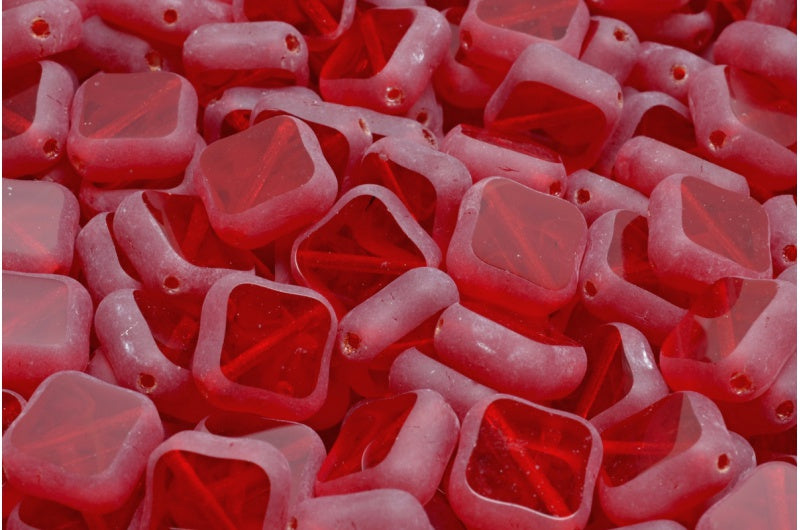 Table Cut Flat 4 Edges Shape Beads, Transparent Red 84100 (90090 84100), Glass, Czech Republic
