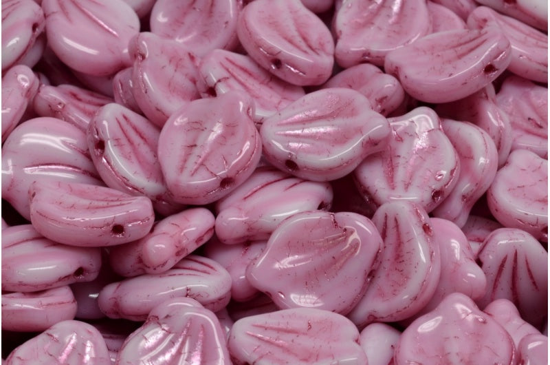 Peony Petal Beads, Pink Pink Lined (07724-54321), Glass, Czech Republic