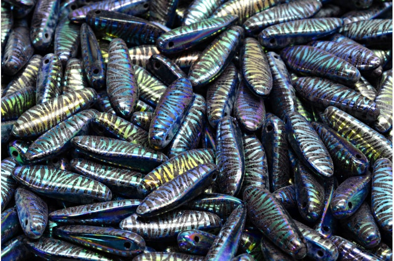 ダガービーズ、ブラックアブフル(2Xサイド)LZ(23980-28703-LZ)、ガラス、チェコ共和国